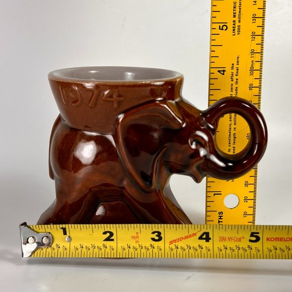 Vtg Frankoma Elephant Mug Cup Stoneware Glaze Brown Republican GOP Political 70s - Picture 12 of 13